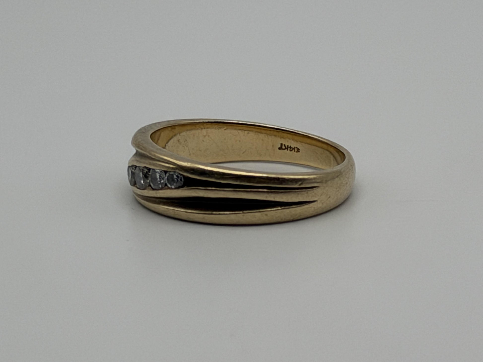 14k Yellow Gold Solid Gold Diamond Wedding Band Anniversary Ring