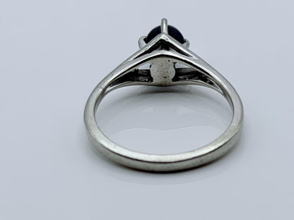 10k White Gold Blue Star Sapphire Solitare Cocktail Ring