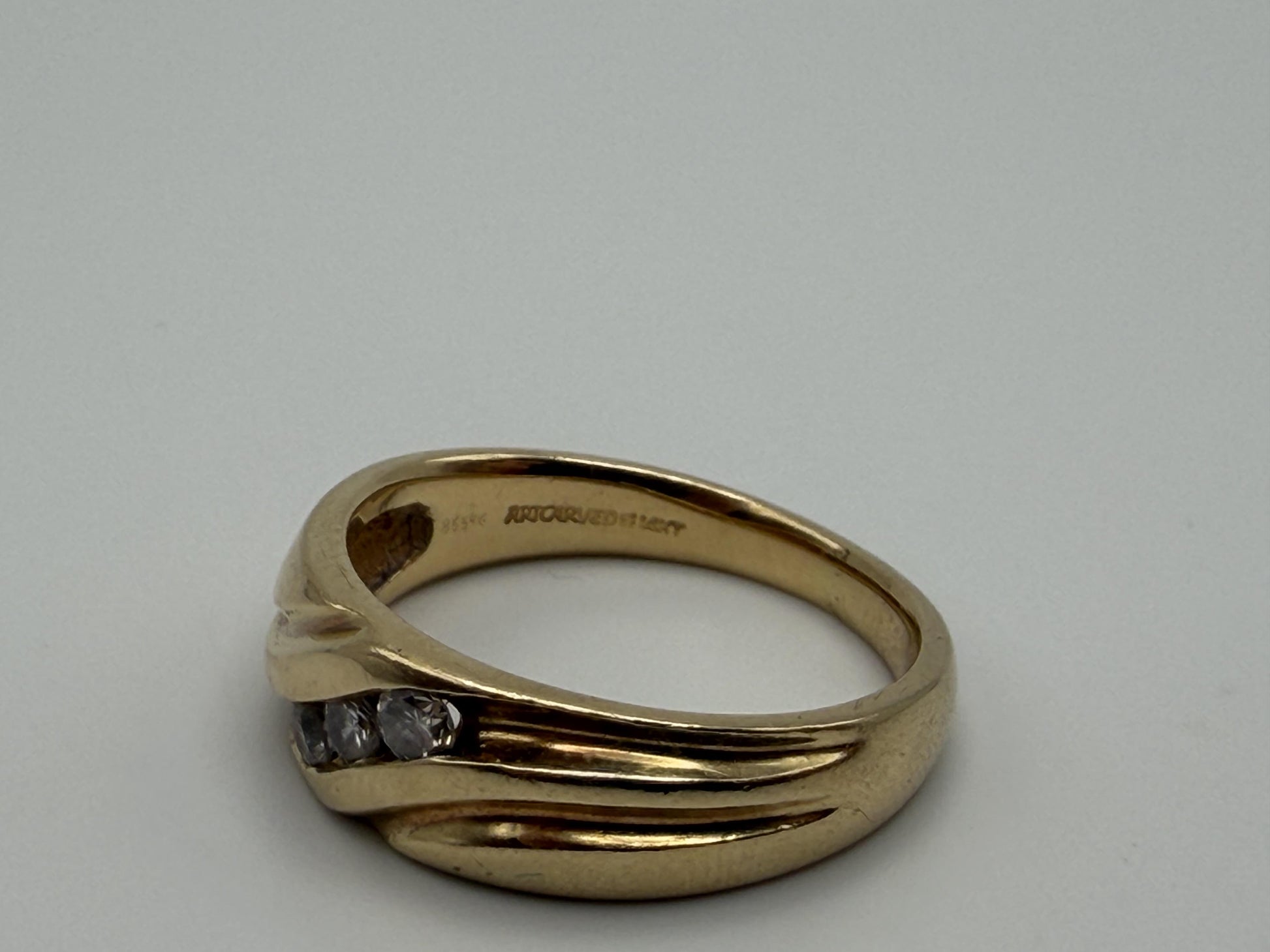 14k Yellow Gold JR Wood Solid Gold .25 ct Diamond 7mm Wedding Band Anniversary