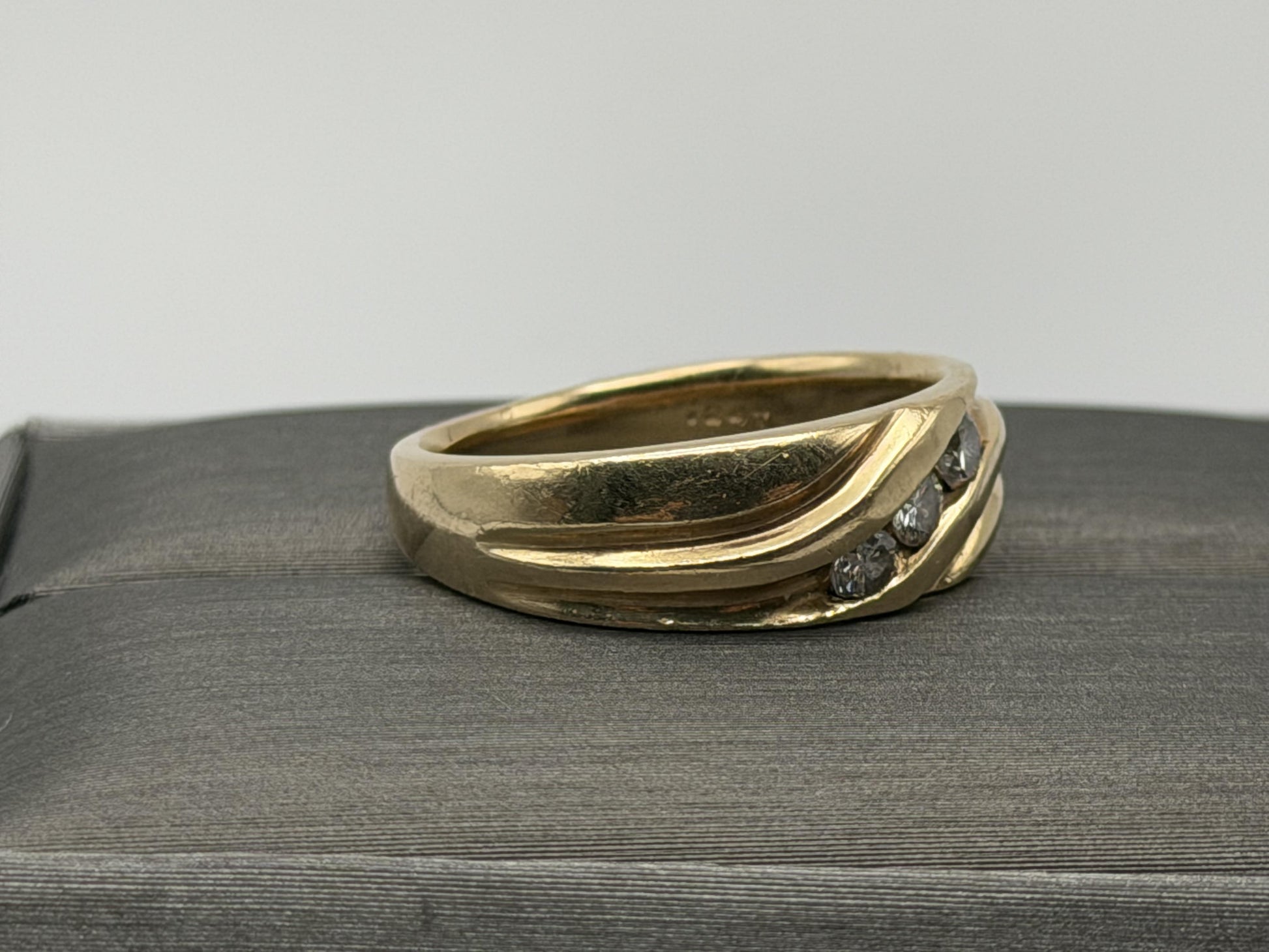 14k Yellow Gold JR Wood Solid Gold .25 ct Diamond 7mm Wedding Band Anniversary