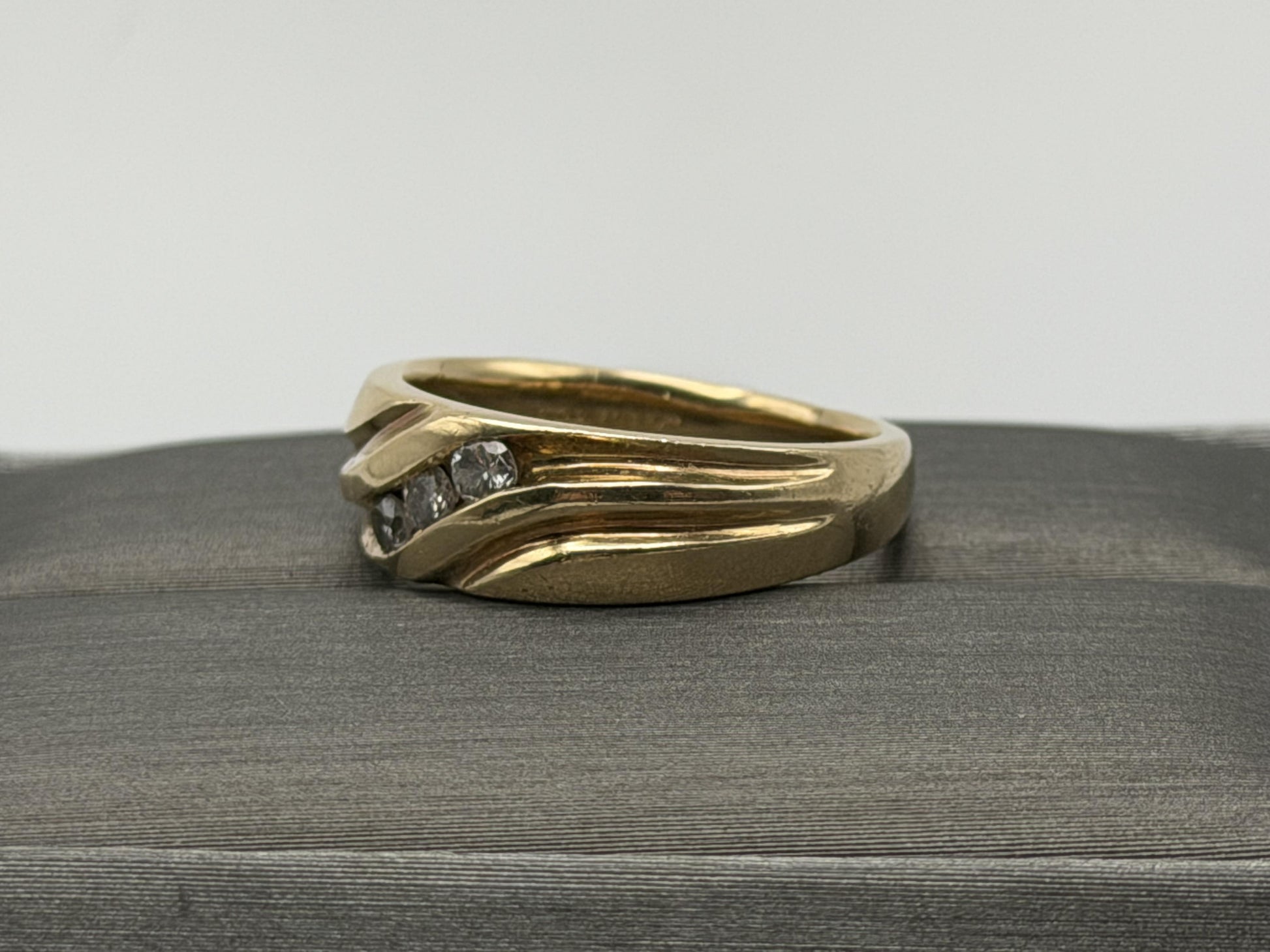 14k Yellow Gold JR Wood Solid Gold .25 ct Diamond 7mm Wedding Band Anniversary