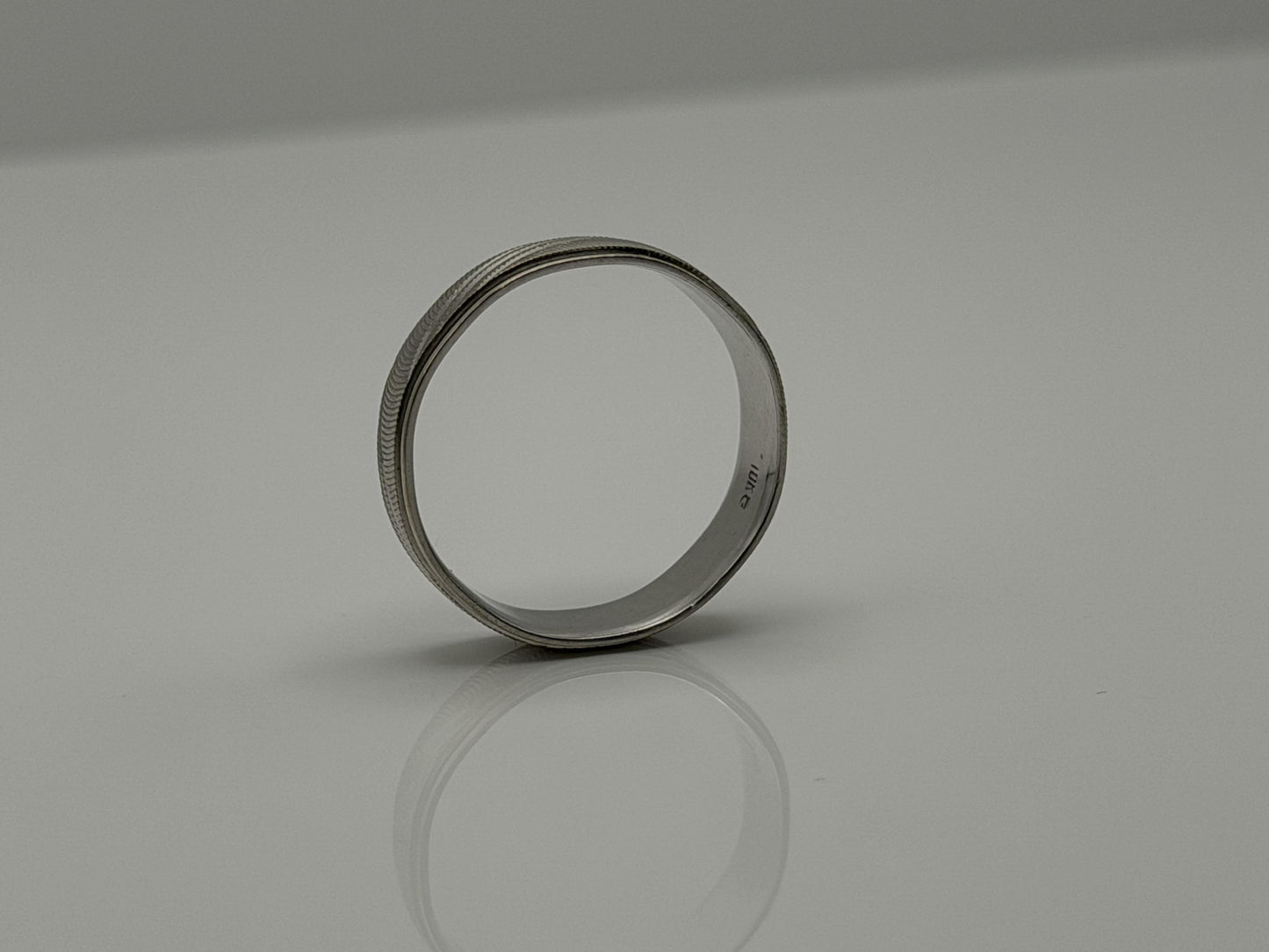 10K White Gold Men’s Wide 6mm Heavy Wedding Textured Band Ring Vintage