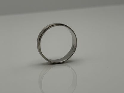 10K White Gold Men’s Wide 6mm Heavy Wedding Textured Band Ring Vintage