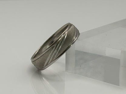 10K White Gold Men’s Wide 6mm Heavy Wedding Textured Band Ring Vintage