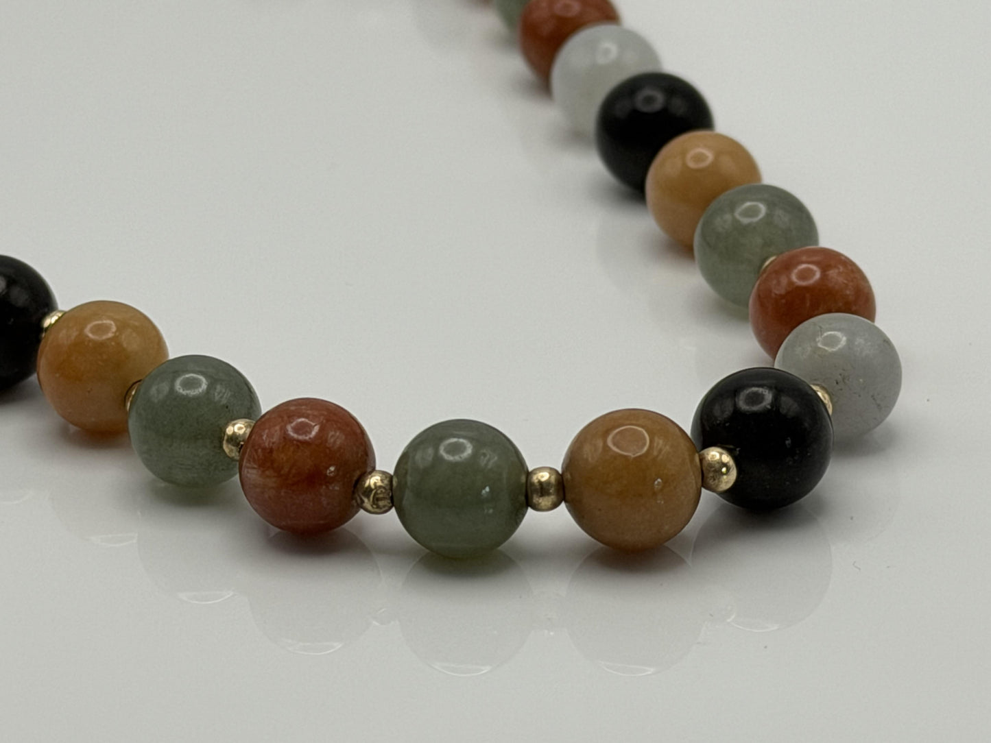 14k Multicolor Natural Stone Gold Beaded Necklace 22” Earth Gemstone