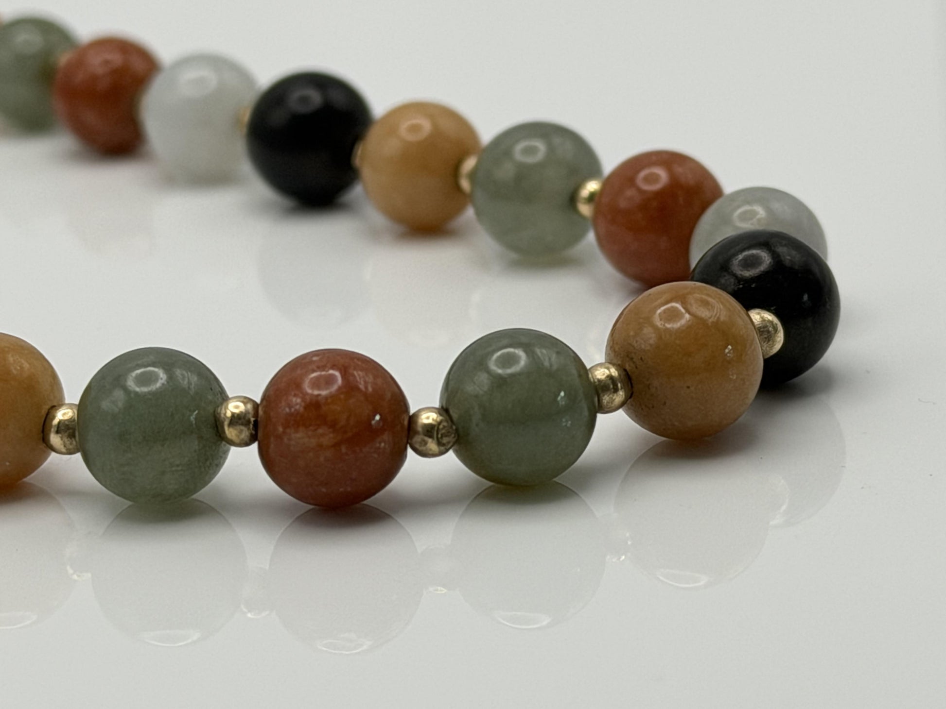 14k Multicolor Natural Stone Gold Beaded Necklace 22” Earth Gemstone