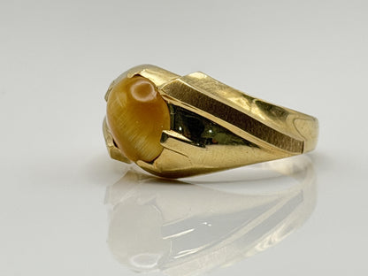 10k Yellow Gold Tiger Eye Statement Cocktail Ring.