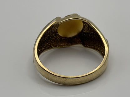 10k Yellow Gold Tiger Eye Statement Cocktail Ring.