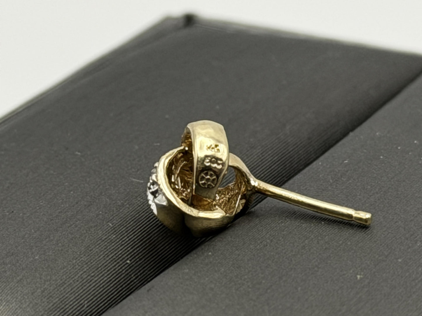 Italy 14K Gold Diamond Knot Stud Earrings Elegant Two-Tone Rope Design Jewelry