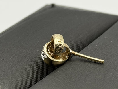 Italy 14K Gold Diamond Knot Stud Earrings Elegant Two-Tone Rope Design Jewelry