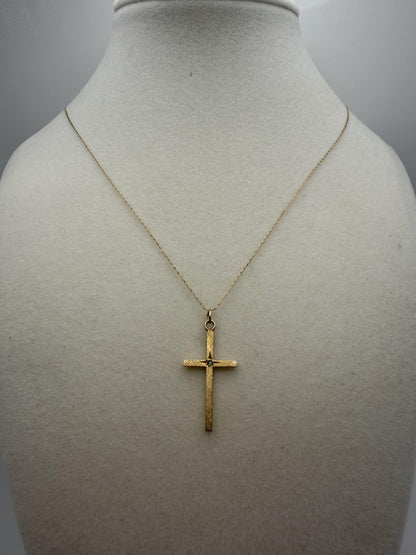 10K Gold Diamond Cross Necklace 14k Chain 24" Christian Religious Pendant Dainty
