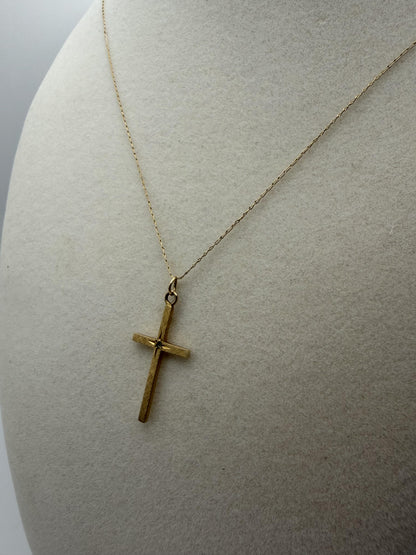10K Gold Diamond Cross Necklace 14k Chain 24" Christian Religious Pendant Dainty