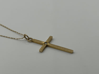 10K Gold Diamond Cross Necklace 14k Chain 24" Christian Religious Pendant Dainty