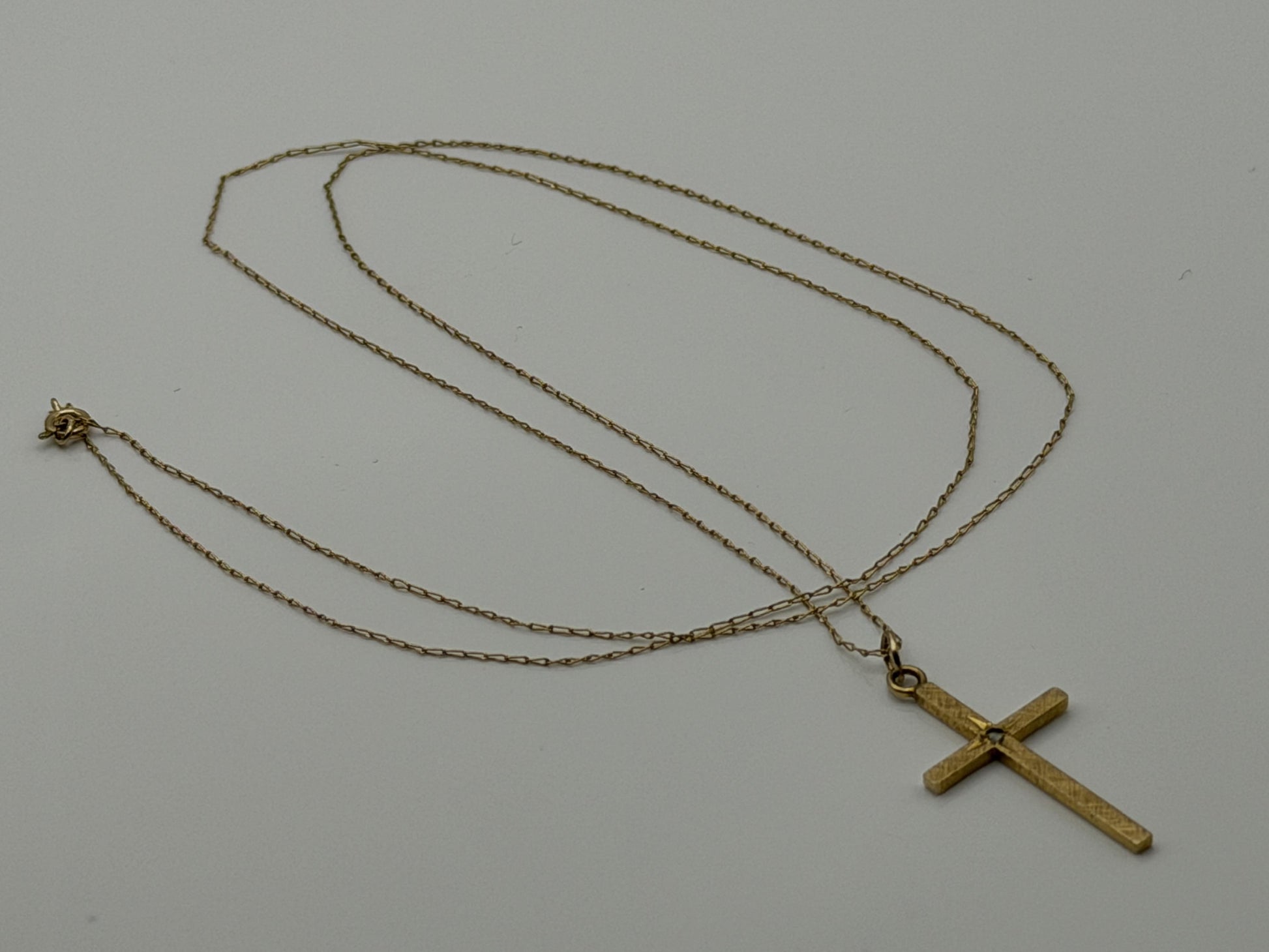 10K Gold Diamond Cross Necklace 14k Chain 24" Christian Religious Pendant Dainty
