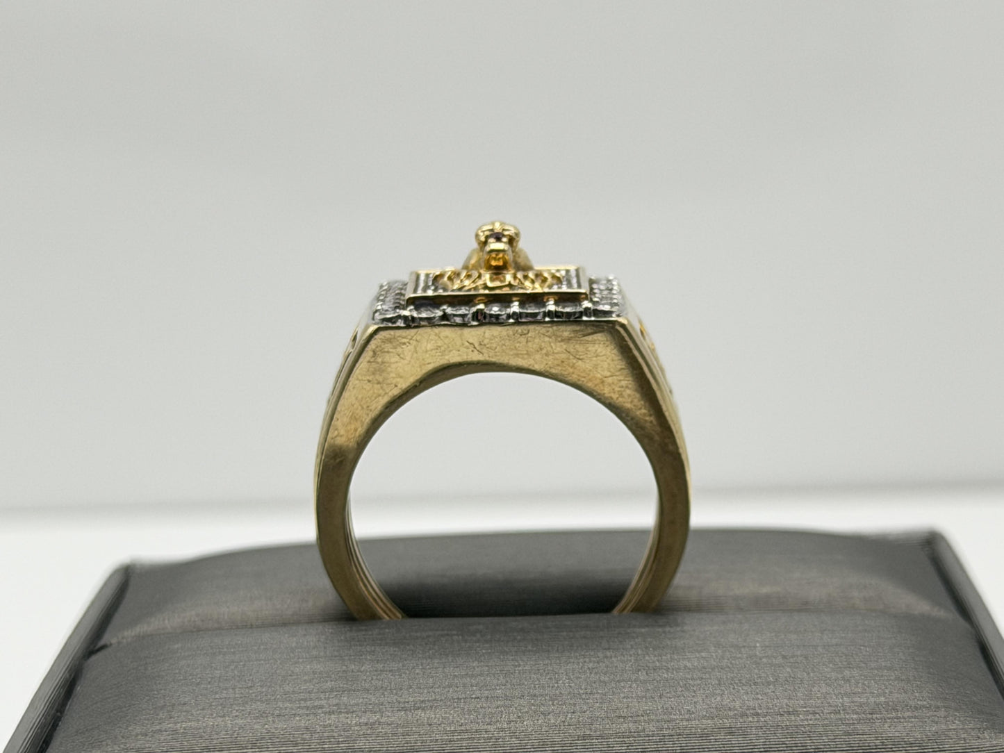 Vintage 10k Solid Gold Mens Diamond & Ruby Lion King Statement Ring 7.8gr