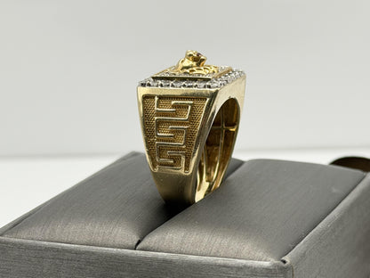 Vintage 10k Solid Gold Mens Diamond & Ruby Lion King Statement Ring 7.8gr