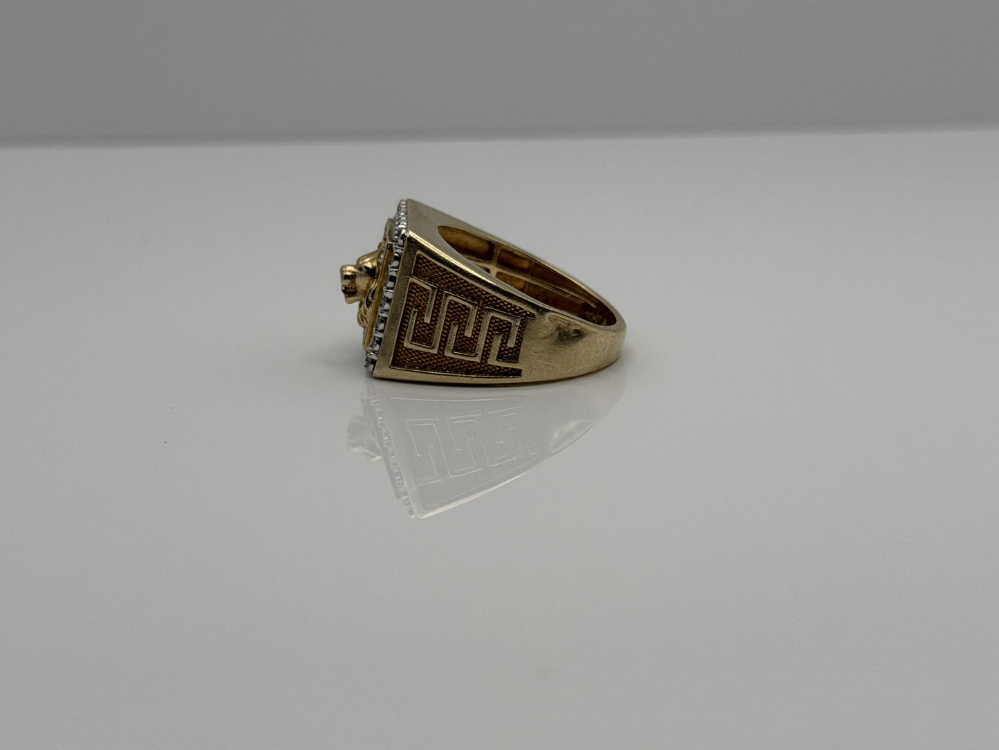 Vintage 10k Solid Gold Mens Diamond & Ruby Lion King Statement Ring 7.8gr