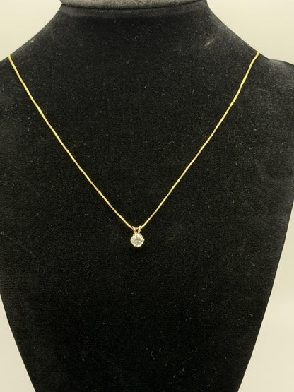 Gold 14k 1/2ct Real Diamond Solitare .50ct Italy Pendant Chain Box Necklace