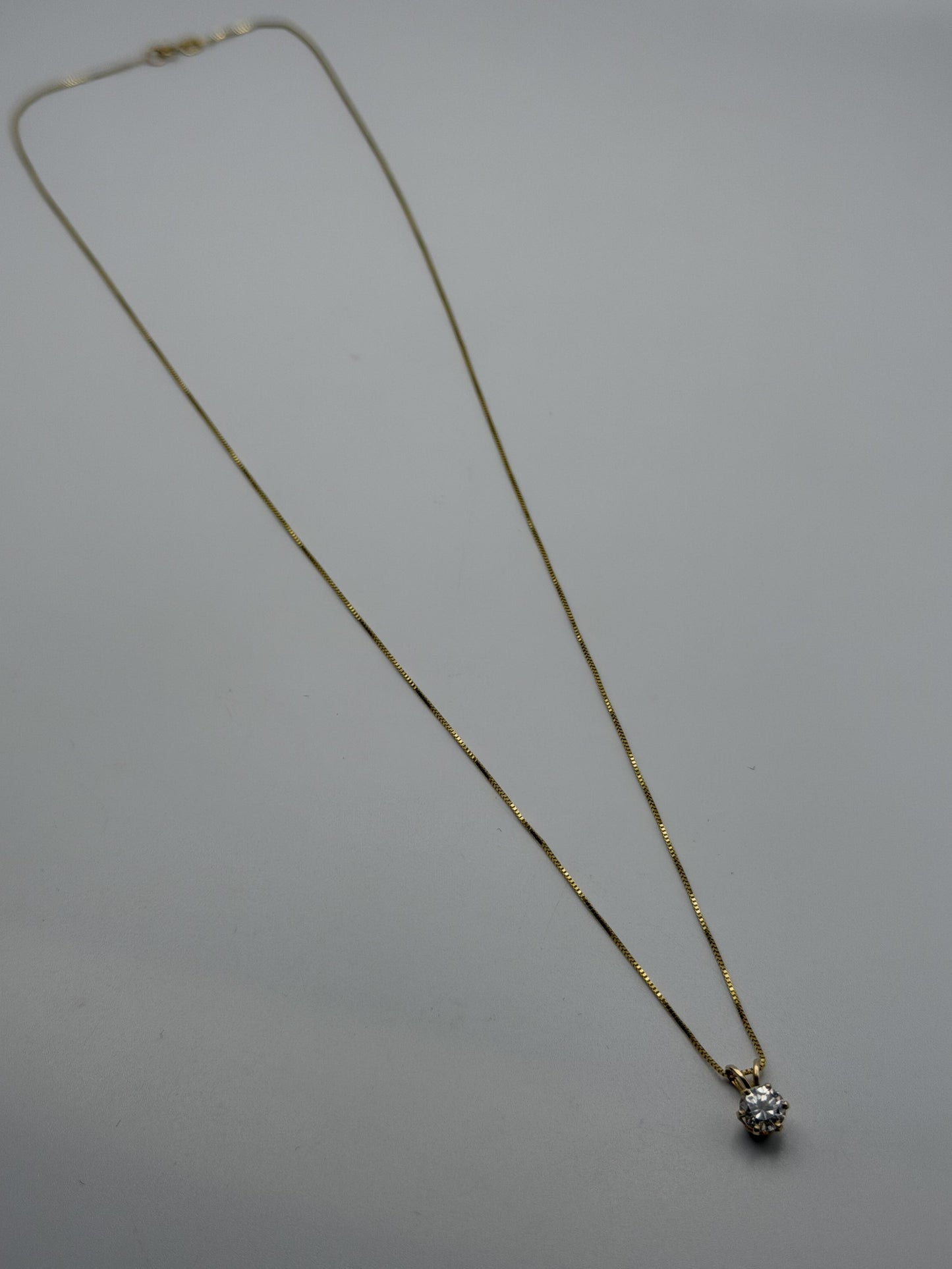 Gold 14k 1/2ct Real Diamond Solitare .50ct Italy Pendant Chain Box Necklace