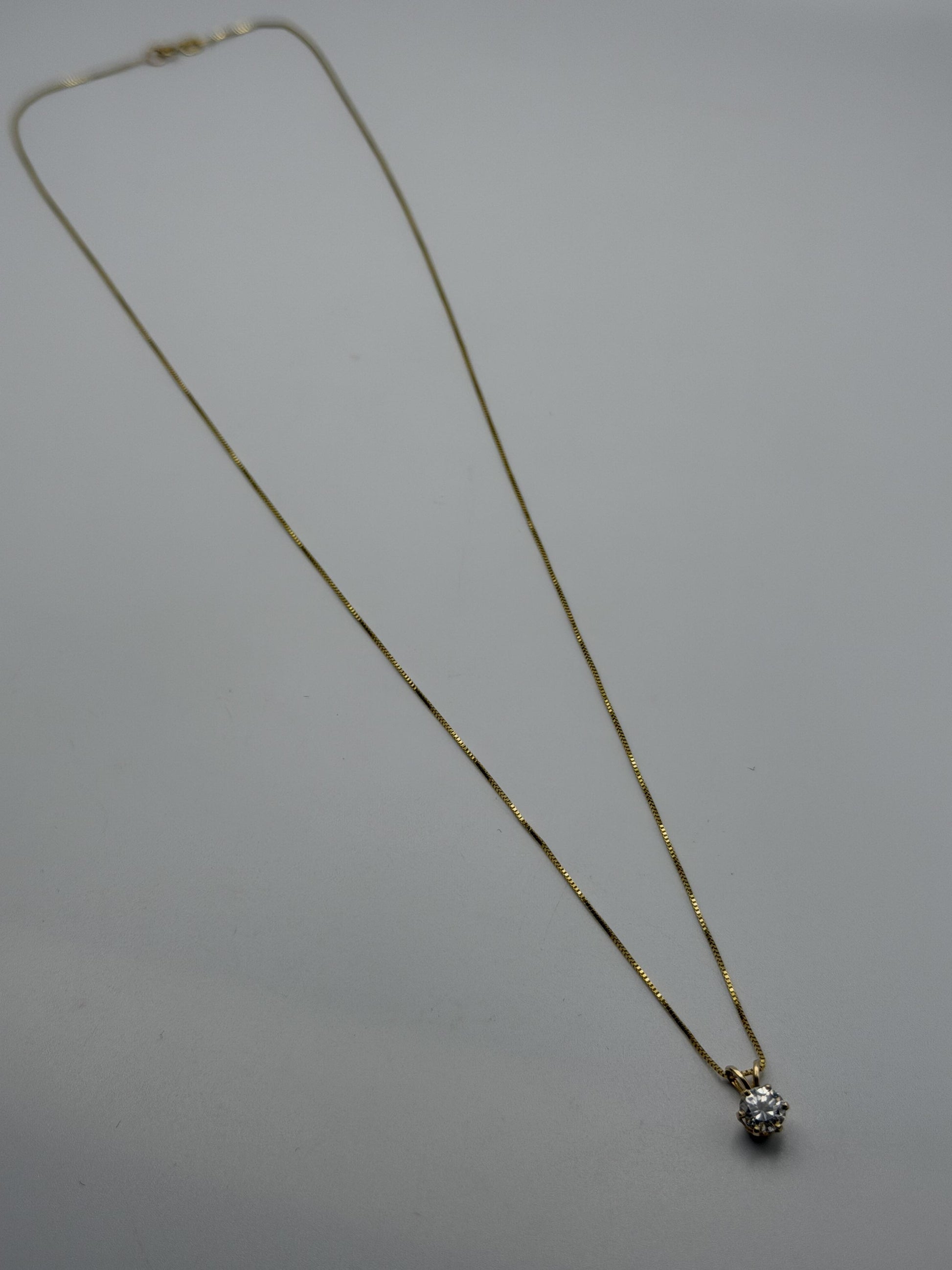 Gold 14k 1/2ct Real Diamond Solitare .50ct Italy Pendant Chain Box Necklace