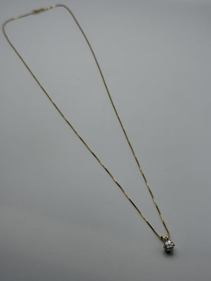 Gold 14k 1/2ct Real Diamond Solitare .50ct Italy Pendant Chain Box Necklace