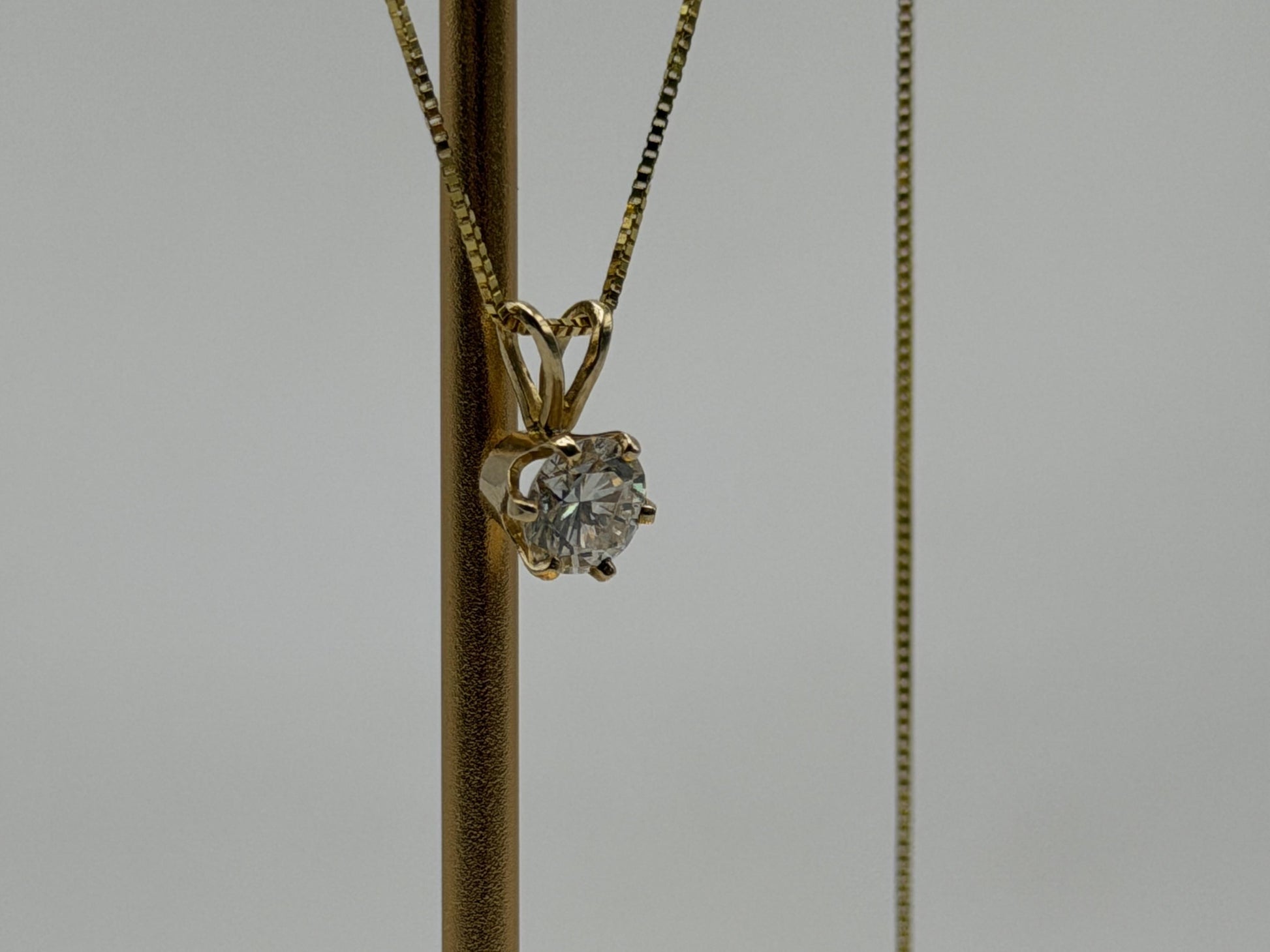 Gold 14k 1/2ct Real Diamond Solitare .50ct Italy Pendant Chain Box Necklace