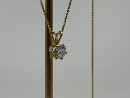 Gold 14k 1/2ct Real Diamond Solitare .50ct Italy Pendant Chain Box Necklace