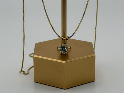Gold 14k 1/2ct Real Diamond Solitare .50ct Italy Pendant Chain Box Necklace