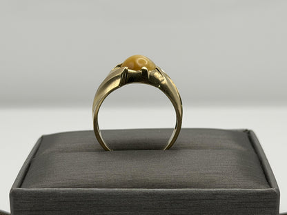 10k Yellow Gold Tiger Eye Statement Cocktail Ring.