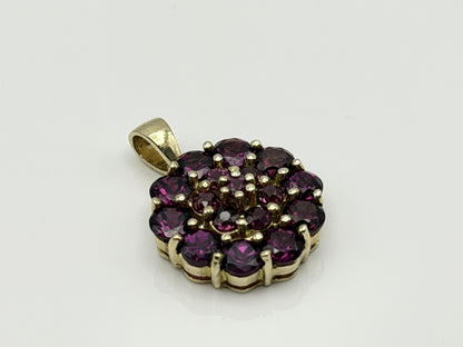 10k Gold Pink Tourmaline Cluster Pendant Floral Design w/ Gold Filled 18k Chain