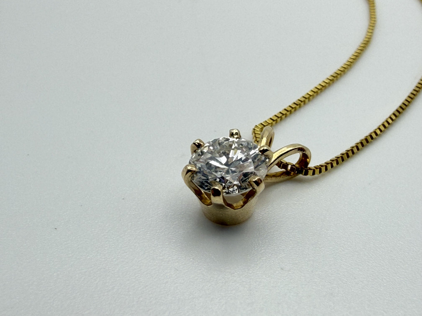 Gold 14k 1/2ct Real Diamond Solitare .50ct Italy Pendant Chain Box Necklace