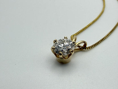 Gold 14k 1/2ct Real Diamond Solitare .50ct Italy Pendant Chain Box Necklace