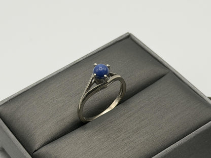 10k White Gold Blue Star Sapphire Solitare Cocktail Ring