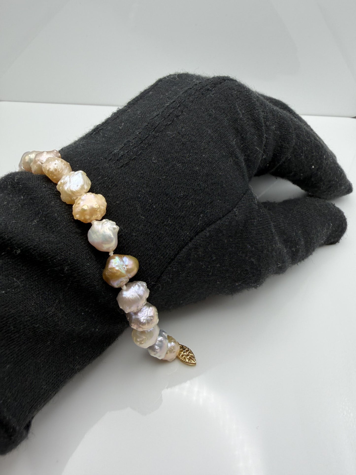 14k Multi-Color Freshwater Pearl Bracelet 6.8–8.8 mm Baroque Pearl Bracelet