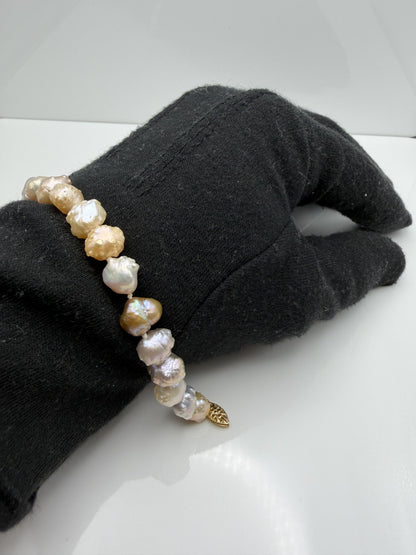 14k Multi-Color Freshwater Pearl Bracelet 6.8–8.8 mm Baroque Pearl Bracelet