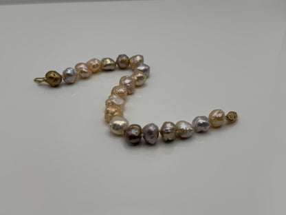 14k Multi-Color Freshwater Pearl Bracelet 6.8–8.8 mm Baroque Pearl Bracelet