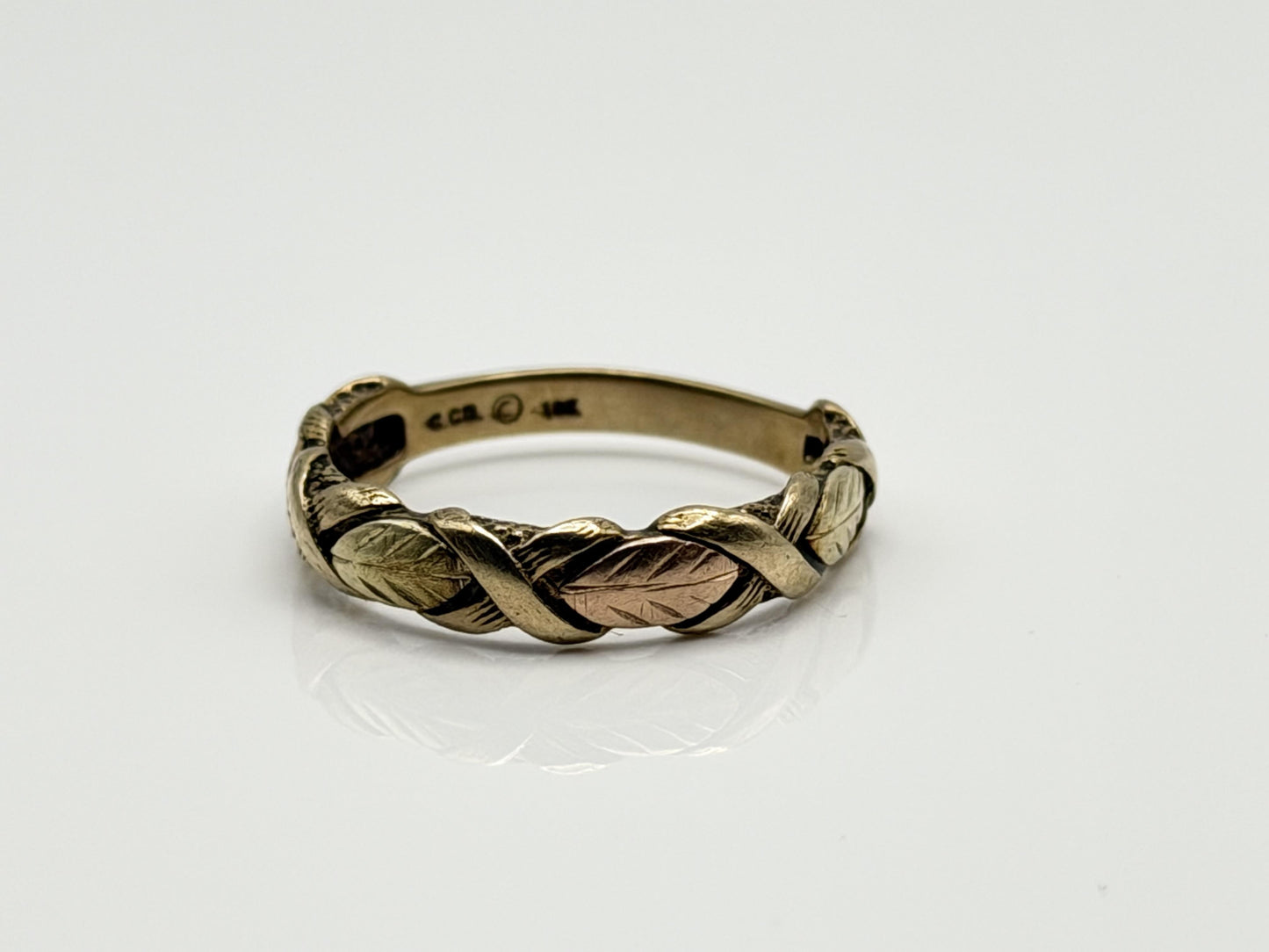 10k Black Hills Gold Vine Leaf Love Ring Wedding Band Anniversary Rose Gold