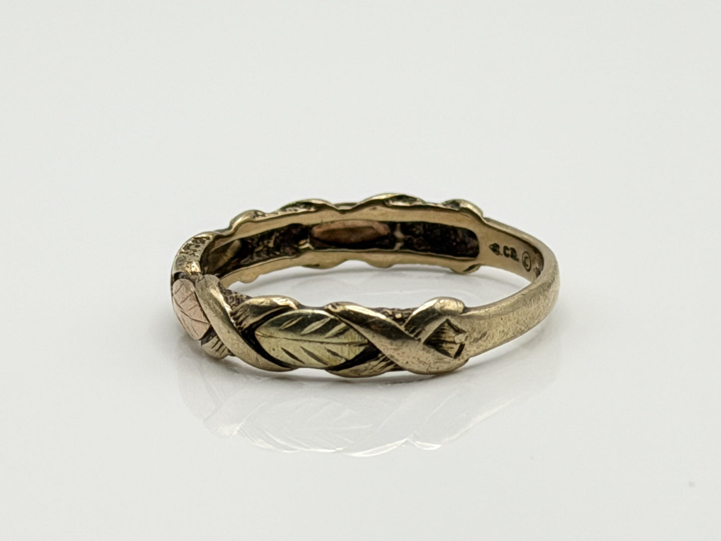 10k Black Hills Gold Vine Leaf Love Ring Wedding Band Anniversary Rose Gold