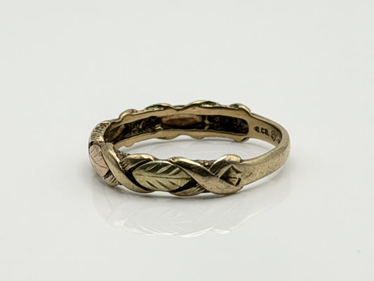 10k Black Hills Gold Vine Leaf Love Ring Wedding Band Anniversary Rose Gold