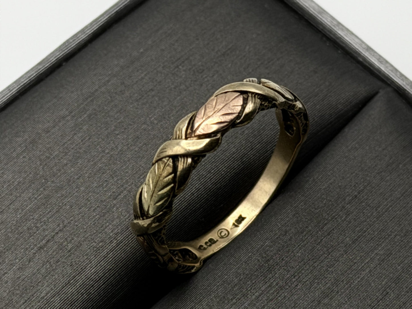 10k Black Hills Gold Vine Leaf Love Ring Wedding Band Anniversary Rose Gold