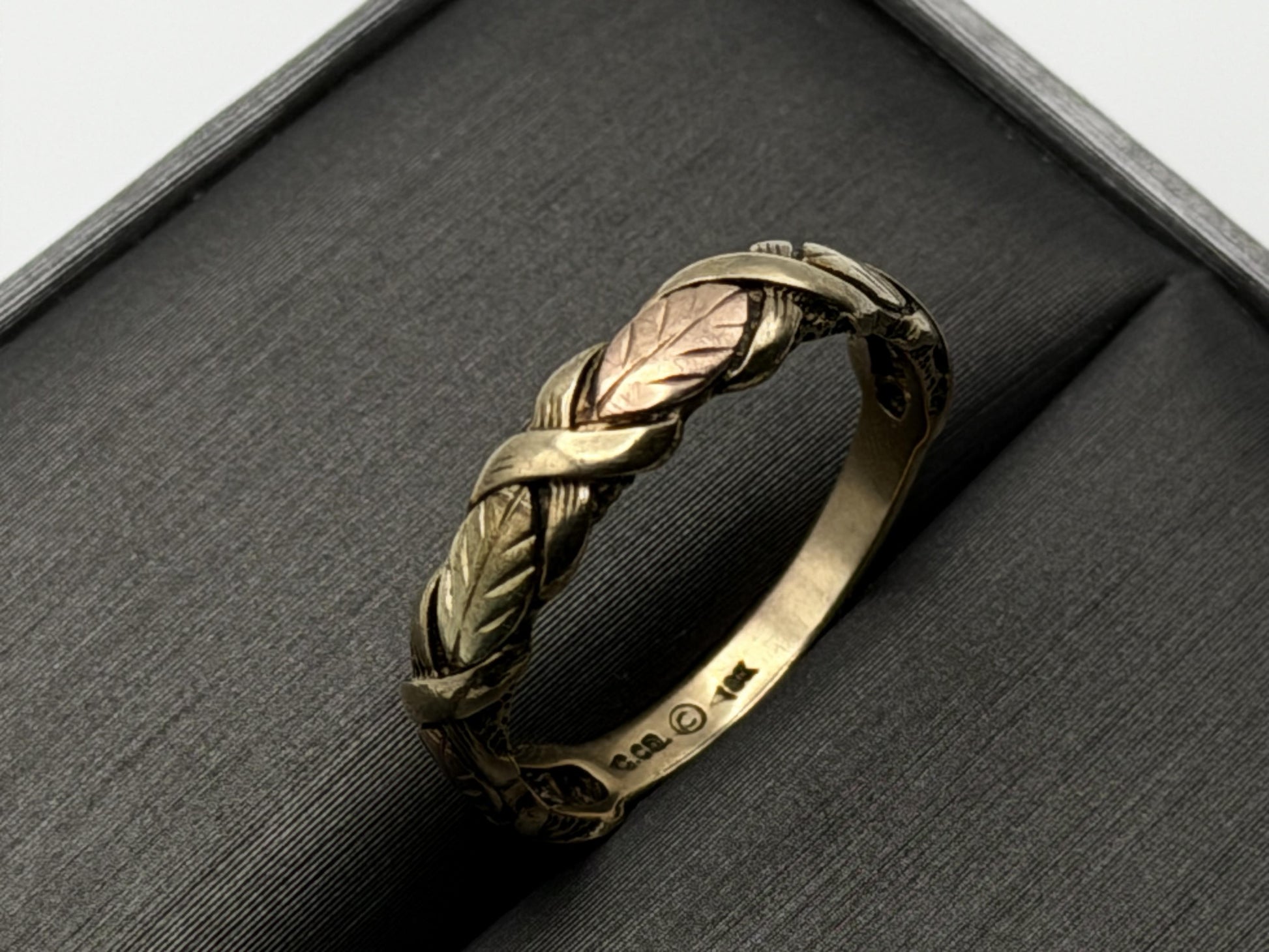 10k Black Hills Gold Vine Leaf Love Ring Wedding Band Anniversary Rose Gold