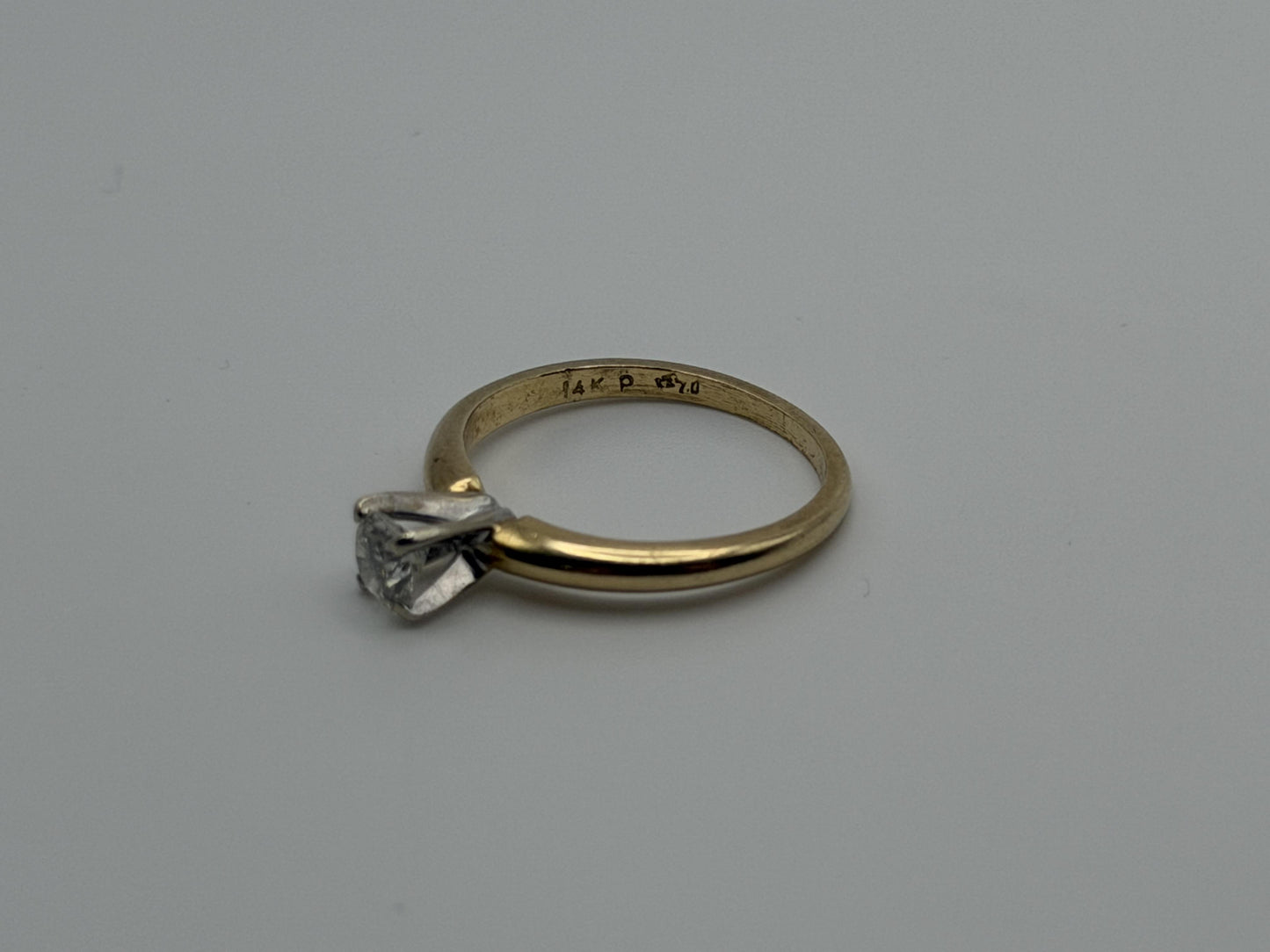 14k Yellow Gold Diamond Solitaire Ring. Promise Ring. 14k Engagement Ring.
