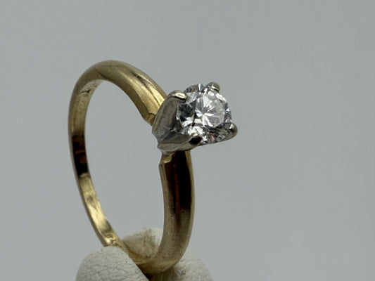 14k Yellow Gold Diamond Solitaire Ring. Promise Ring. 14k Engagement Ring.