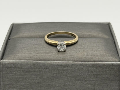 14k Yellow Gold Diamond Solitaire Ring. Promise Ring. 14k Engagement Ring.