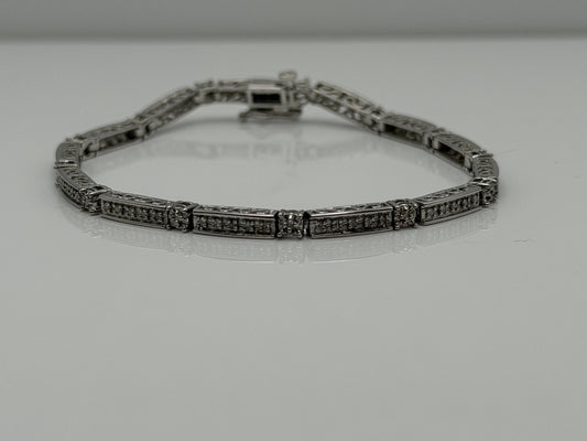 14k Heavy 7.9 gram Diamond Bracelet 7" Tennis Style Solid Gold Bracelet