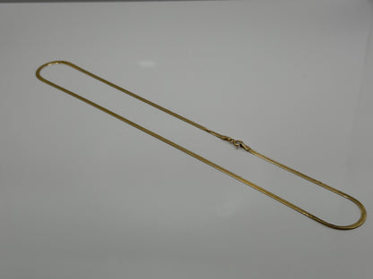 14k Vintage Italian Herringbone Necklace 17" Flat Gold Chain Minimalist