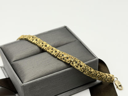 10k  Heavy 5.8 grams Solid Gold Diamond-Cut Design Bracelet 7" Chain