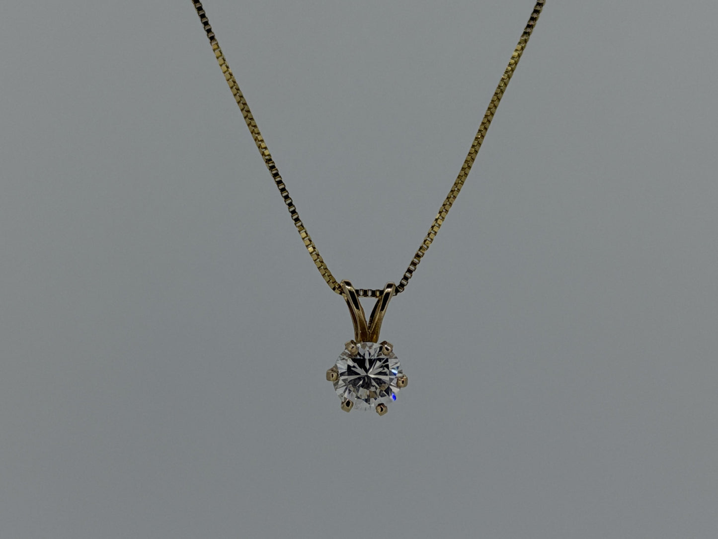 Gold 14k 1/2ct Real Diamond Solitare .50ct Italy Pendant Chain Box Necklace