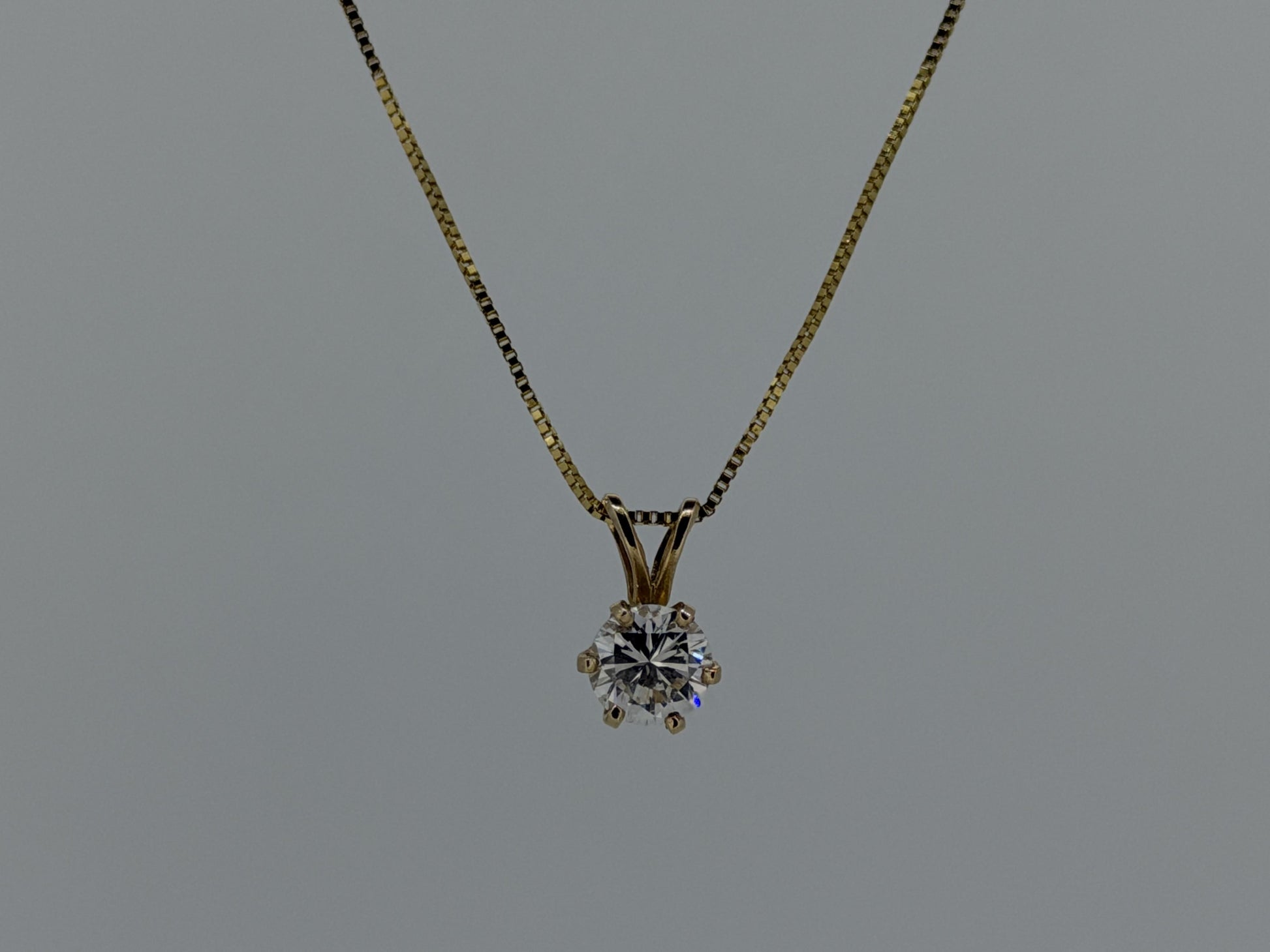 Gold 14k 1/2ct Real Diamond Solitare .50ct Italy Pendant Chain Box Necklace