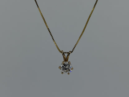 Gold 14k 1/2ct Real Diamond Solitare .50ct Italy Pendant Chain Box Necklace